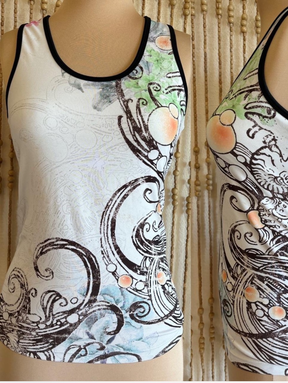 Vintage Y2K Floral Swirl Boho Fairy Whimsy Print Tank 2000s